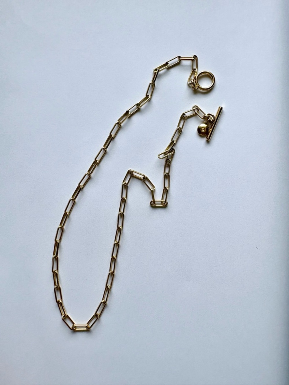 J.Crew Factory gold tone paperclip chain necklace with toggle clasp